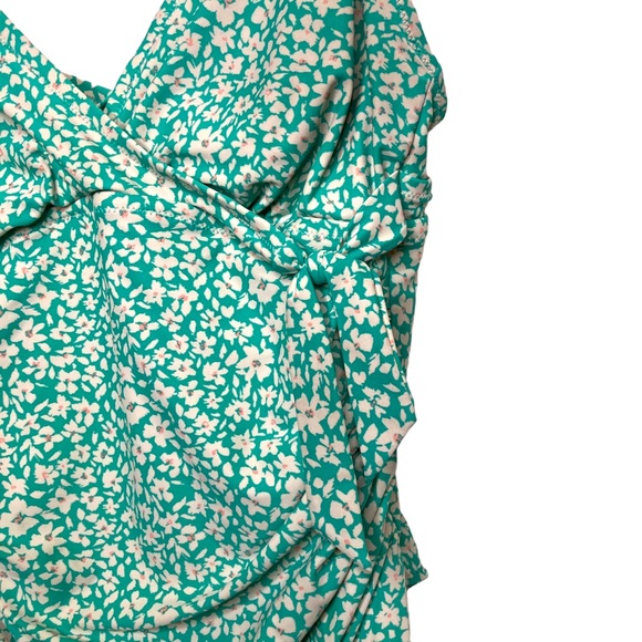 Kona Sol Floral Blue Ruched One Piece Swimsuit Size 18W - Picture 9 of 11